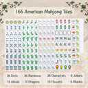 American Mahjong Tile Set, 166 Premium Green Tiles, 4 All-in-One Color Racks/Pushers, Mahjong Accessories Mahjong Set Complete with Bag (Ma Jong, Mah-Jongg, Majiang)