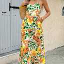 PRETTYGARDEN Women Summer Dresses 2026 Spaghetti Strap Scoop Neck Floral Maxi Dress Flowy Boho Long Sundress with Pockets (S)