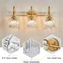 CVKASH 3-Light Bathroom Vanity Light Fixtures Over Mirror,Brushed Gold Modern Vanity Lights with Glass Shade Vintage Wall Sconce for Bedroom Dressing Room Living Room Hallway Cabinet