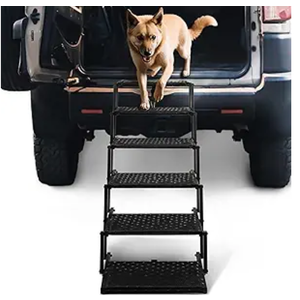 Dog Stairs for Car - Foldable Dog Ramps for Large Dogs with Non Slip Surface, Portable Dog Steps for Cars and SUV, Truck, Support Up to 200 Lbs, 6 Steps
