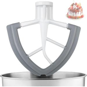Flex Edge Beater for KitchenAid,4.5-5 Quart Mixer Compatible With kitchen Aid Accessories and Attachments, Mixer Attachement Fits Tilt-Head Stand Mixer Bowls,With Soft Silicone Edges,Grey