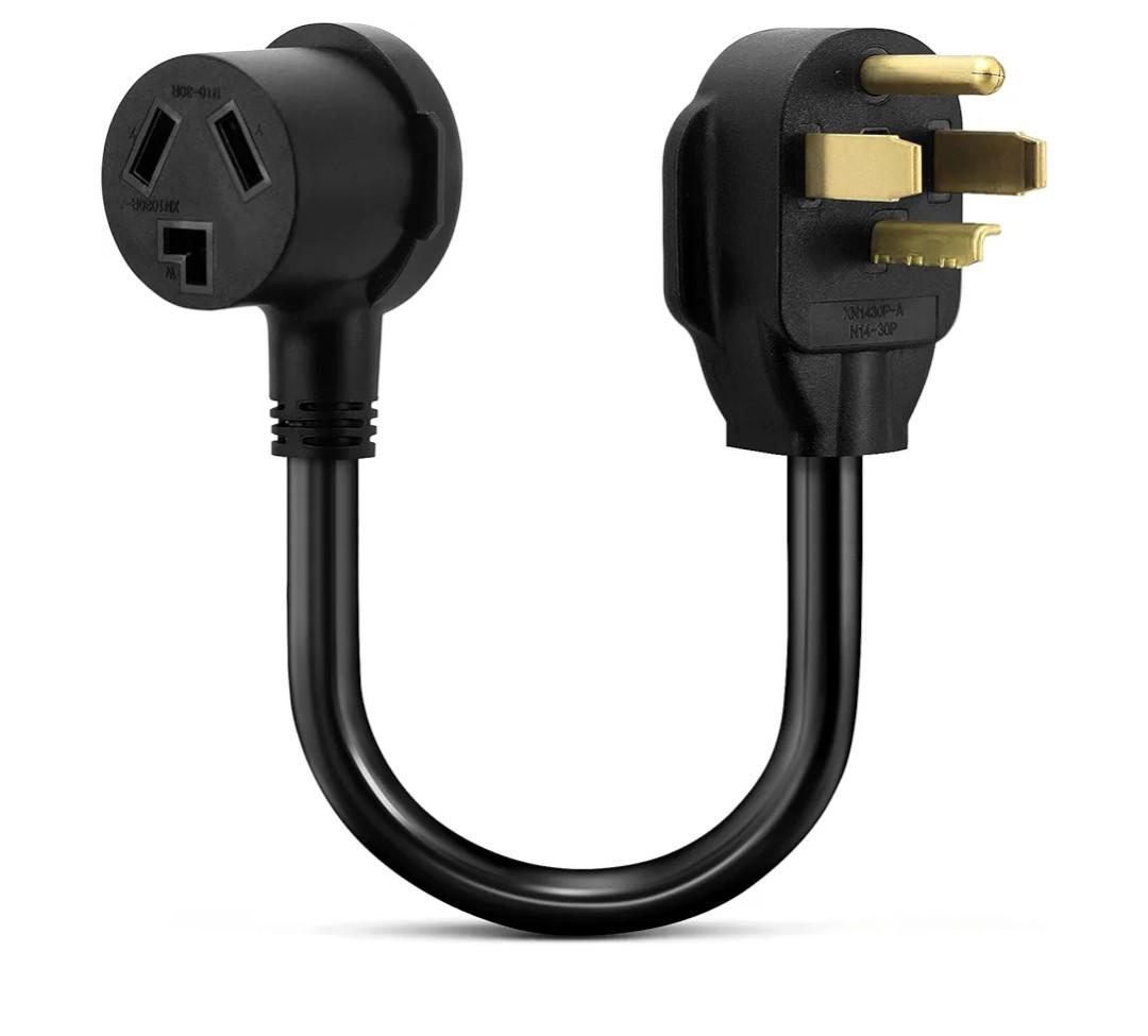 1.5FT 3 Prong to 4 Prong Dryer Adapter, 4 Prong to 3 Prong Dryer Adapter, NEMA 14-30P Male to 10-30R Female, Dryer Cord Adapter 4 to 3 Prong, STW 10AWG, 30A, 250V