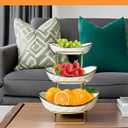 Fruit Bowl for Kitchen Counter, 3-Tier Fruit Basket, Ceramic Fruit Bowl with Metal Stand for Fruit, Vegetable Storage, Snack, Nuts, Dessert, Cake, Stylish & Cute