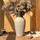 12 Inch Ceramic Rustic Farmhouse Vase, White Grey Handmade Pottery Vase for Living Room & Home Decor, Rustic Flower Vases for Table Centerpieces & Shelf Decoration, Wedding Gifts