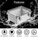LeMotech Electrical Box, IP67 Waterproof Hinged Clear Cover Stainless Steel Latch Junction Box, ABS Plastic Electrical Enclosure with Mounting Plate,Wall Brackets, Cable Glands,5.9"x3.9"x2.8",Grey