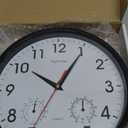 Wall Clock, Sweep Silent Movement Accurate Clocks with Temperature & Humidity, Decorative for Kitchen/Living Room/Bedroom/Office/School/Classroom (Black, 10 inch)