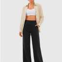 Women's High Waist Wide Leg Yoga Pants, 32" Inseam Stretchy Casual Workout Trousers for Yoga, Lounge & Travel