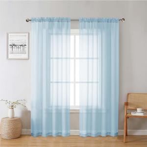 Lecloud Sky Blue Sheer Curtains 78 Inches Long 2 Panels, Light Filtering Voile Solid Airy Curtains, Transparent Farmhouse Decor with Dual Rod Pocket for Living Room Bedroom, Each 42" W x 78" L