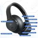 Eduiosma Active Noise Cancelling Headphones, Wireless Over Ear Bluetooth Headphones with Microphone, Transparency Mode, 70H Playtime, Hi-Res Audio, Deep Bass, Bluetooth 5.3, Lightweight Design,Black