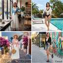 PrinStory Women's Tie Front Cropped Cardigan Summer 3/4 Sleeve Bolero Shrug for Sleeveless Dress Beach Cover Up Tops , M