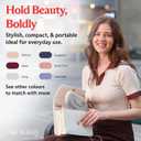 Travel Makeup Brush Holder & Pocket Mirror, Silicone Makeup Brush Organizer, Dirt-Resistant Easy to Clean Makeup Brush Bag with Anti-Fall Out Magnetic Closure (Ivory)