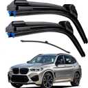 Dual Rubber Blade Windshield Wipers for BMW X3 2018 2019 2020 2021 2022 2023 2024 Automotive Replacement Wiper Blades BMW X4 IX3/X3M 26"/20"/12" Top Lock (Set of 3)