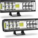 AUTOFEEL Led Light Bar, 7 inch Led Pods Light with 5500LM 6500K White Lighting, 2Pcs 60W Flood Spotlight Fog Beam Combo for Off Road Driving/Night Driving, Compatible with Truck ATV Boat SUV Motorbike