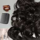 ALXNAN Clip in Long Wavy Synthetic Hair Extension 4PCS 24 Inch Dark Brown Thick Hairpieces Fiber Double Weft Hair for Women