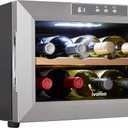 Ivation Premium Stainless Steel 8 Bottle Horizontal Thermoelectric Wine Cooler/Chiller Counter Top Red & White Wine Cellar w/Digital Temperature, Freestanding Refrigerator Quiet Operation Fridge