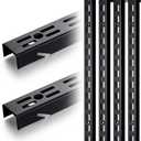 6 Pcs Shelf Rails Bracket Track 47.5 Inches Upright Closet System Hardware Adjustable Wall Standard Shelf Standards for Pantries, Linen Closets, Laundry Rooms, Utility Rooms (Black)