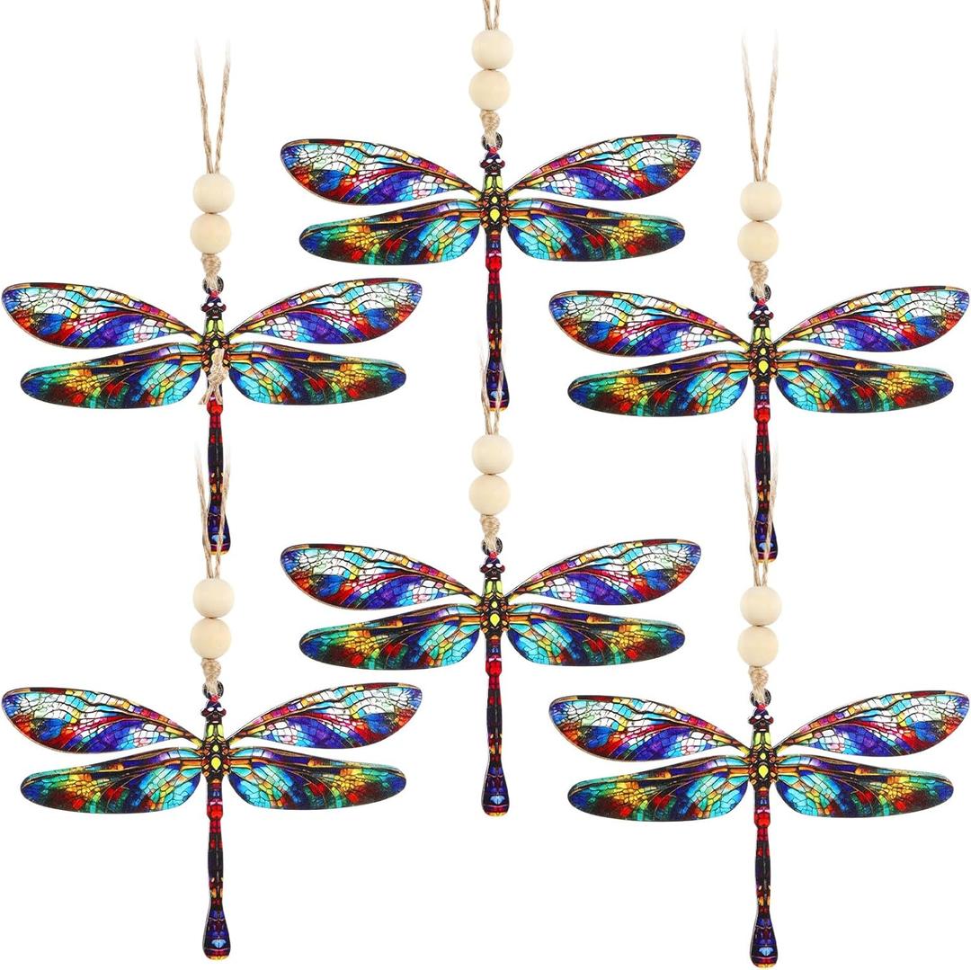 Geelin 6 Pcs Dragonfly Gifts for Women, Dragonfly Ornaments with Story Card, Dragonflies Decor Suncatcher Effect, Dragon Fly Stained Glass Effect for Mom Friend Birthday Gift