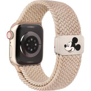 Braided Cartoon Magnetic Clasp Band Compatible with Apple Watch Bands 42mm(Series 11 10) 41mm 40mm 38mm Women Men, Stretchy Elastic Nylon Woven Strap for iWatch Series 11 10 9 8 7 6 5 4 SE/Ultra 3 2 1 (Milk Tea)