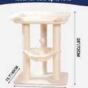 Happi N Pets 28" Cat Tree, Large Bed for Big Cats, Small Cat Tower with Soft Perch for Window Viewing, Stable Cat Tree Tower, Cat Scratching Post with Hammock, Removable Cover-Beige