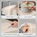 Set of 4 Beige Vinyl Placemats with Coasters 16.5 Inch Beige Scalloped Vinyl Placemats Waterproof Faux Leather Place Mats Wipeable Heat Resistant for Kitchen Dining Table Decor