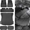 SUPER LINER Tesla Model 3 Floor Mats 2021 2022 2023 All-Weather Floor Mats Set (6 Pieces) | Custom Fit, Pet & Child-Friendly | Tesla Model 3 Cargo Liner Rear Cargo Tray Trunk Interior Accessories