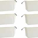 Juvale Canvas Makeup Bag - 6 Pack, 11.75 x 5.5 In, White Cotton - Travel Cosmetic & Toiletry Pouches with Zipper - Blank DIY Canvas Pouches for Crafting & Bridesmaid Gifts