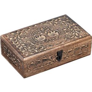 Wooden Jewelery Box Decorative Box with Life of Tree Carving - Antique Design for Sister Birthday Gifts, Jewelry Organizer Gifts For Women Birthday Unique, wooden Handmade love Gift (Antique)