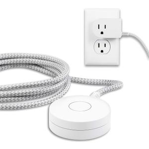 Philips Grounded Plug with Braided Cord, 6 Ft Long Power Cable, ON/Off Switch,Tabletop or Wall Mount,Perfect for Lamps/Seasonal Lights,3 Prong,Slip Resistant Base,SPS1611WA/37,White(Pack of 12)
