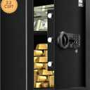 Tenamic Safe Box 2.2 Cuft Fireproof Waterproof Home Safe, Keypad Large Lock Box Cabinet Safes, Solid Alloy Steel Office Hotel Home Safe, Black