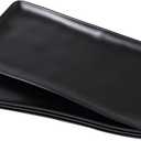 Melamine Rectangular Serving Platters and Trays set, set of 4,14 x 7 Matte Black Party Platter for Serving Food, Salad, Cheese and Fruits, Dishwasher Safe Trays/Platters for Entertaining