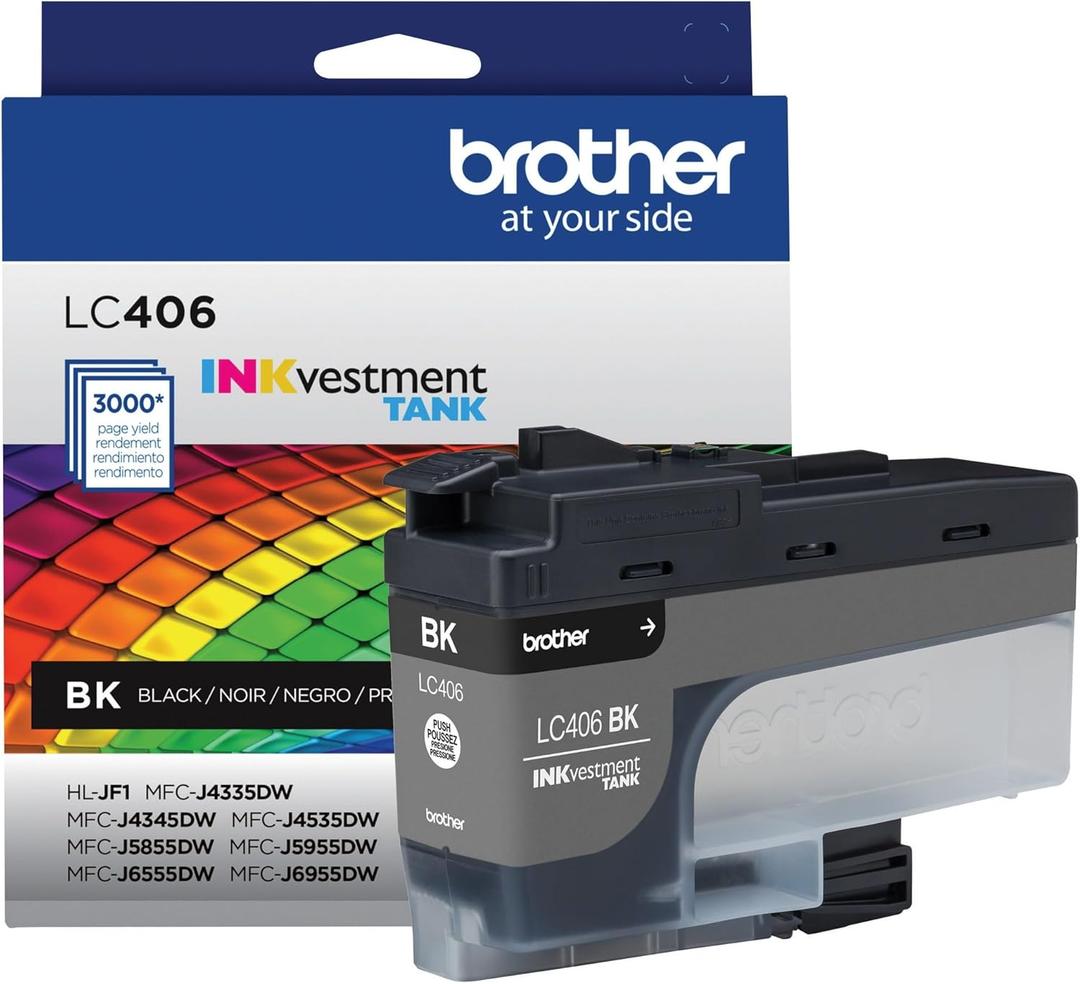Brother Genuine LC406BK Standard Yield Black INKvestment Tank Ink Cartridge