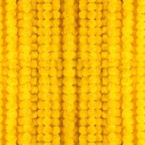 6 PC - 5 Feet Marigold Garland Indian American Wedding Party Mantle Decoration, Dia de Los Muertos Faux Garlands Diwali Decoration, Spring Bush Floral Yellow