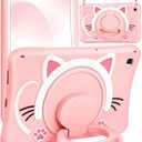 Wazzasoft for Samsung Galaxy Tab S6 Lite 10.4” Case Girls Cute Cat Kawaii Cover Girly 3D Cartoon Women Kitten with Rotating Handle Stand & Strap Soft Silicon Funda for Samsung S6 Lite Tablet Cases