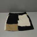 Tulucky Womens Fashion Mid-Rise Color Blocking Patchwork Ripped Stretch Denim Skirts Size L