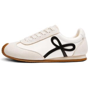 Coutgo Womens Slip On Fashion Sneakers Lace Up Sneaker Walking Shoes White | Comfortable, Breathable, Low Top, Casual, Running, Vintage, Cushioned, Non Slip, Trainers, Everyday, White, Size 8