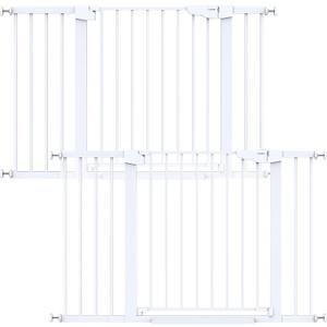 Cumbor 2 Pack 29.7"-48" Baby Gate for Stairs, Mom's Choice Awards Winner-Dog Gate for Doorways, Pressure Mounted Auto-Close Pet Gates for Dogs Indoor, Safety Child Gate with Easy Walk Thru Door,White
