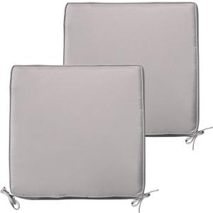 Patio Chair Cushions,22x22x3Inch Outdoor Chair Seat Cushion Set of 2,Waterproof Replacement Cushions with Ties,Couch Furniture Seat Pads with Ties-Light Gray