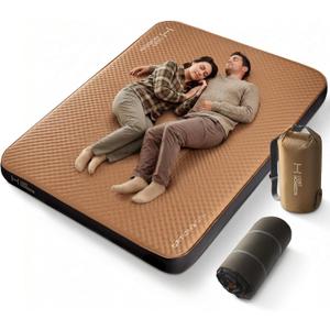 Lost Horizon Option3 Self-Inflating Foam Camping Mattress, Queen, 4.5" | Air & Foam Comfort, Adjustable Firmness, R13 Insulation, All-season ready, Sleeping Pad with Pump, Brown, Queen, with Pump