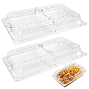Kerty 4 Pack Polycarbonate Hinged Dome Covers, 21" x 13" x 2.56" Full Size Rectangle Dome Cover for Tray, Clear Chafing Dish Cover for Buffet, Restaurant, Catering, Parties