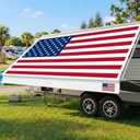 RV Awning Fabric Replacement, 15'2'' fit 16' 19.5oz USA Flag Camper Awning