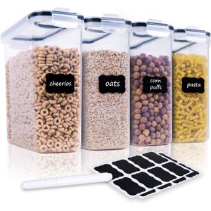 Cereal Containers Storage Set - 4 Piece Airtight Large Food Storage Containers(135.2oz), BPA Free Dispenser Plastic Cereal Storage Containers
