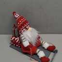 GMOEGEFT Sled Christmas Gnome Plush, Handmade Swedish Santa Gnome Tomte with Sleigh, Scandinavian Elf Nisse Christmas Decoration