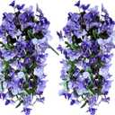 2 Pack Artificial Bougainvillea Flowers for Outdoors Decorations, Fake Hanging Plants, Faux Outside Flowers UV Resistant for Baskets Home Front Door Porch Patio Balcony Yard(Double Purple)