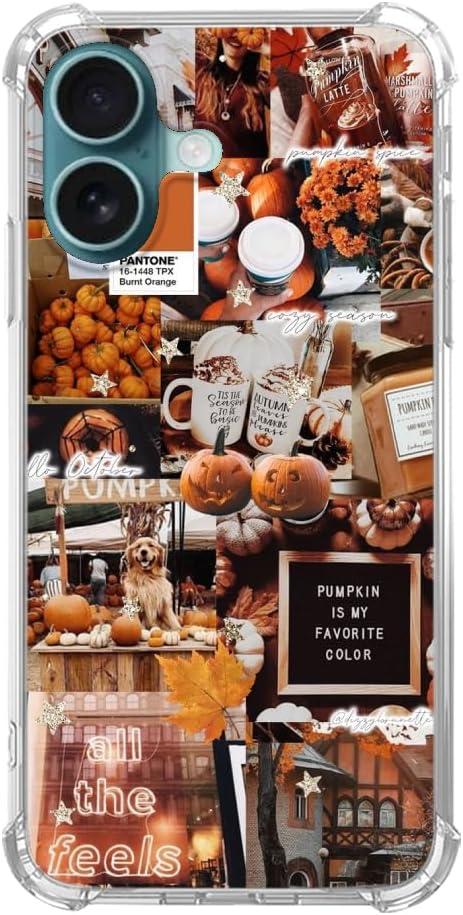 Autumn Pumpkin Case - Compatible with iPhone 16, Aesthetic Fall Design TPU Bumper Protective Cover
