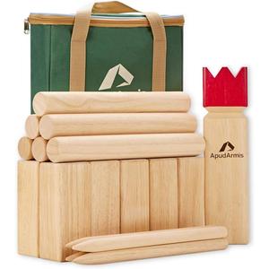 ApudArmis Kubb Yard Game Set, Viking Chess Outdoor Clash Toss Yard Game with Carrying Case - Rubber Wooden Backyard Lawn Games Set for Teenagers Adults Family (Burlywood)