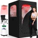 iTHERAU Infrared Home Steam Sauna Box, Portable Personal Sauna at Home with 660nm 850nm Red Light Therapy Lamp, 3L Steamer, Folding Chair, 15 Levels, Full Body Steam Saunas Room for Relaxation
