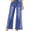 VIPONES Women's Wide Leg Jeans High Waisted Strechy Straight Baggy Jeans for Women Trendy Outfits Denim Pants with Patchwork(521,10)