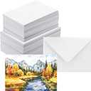 Blank Watercolor Cards with Envelopes 5x7" NOT FOLDED, 50 Packs Watercolor Postcards and Envelopes to Paint, 300GSM 100% Cotton Plain Watercolor Cardstock for Cards Making Christmas Invitation