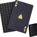 Diamond Black Waterproof Playing Cards - HD Plastic Deck of Poker Cards, Professional Quality, Elegant Design, Perfect for Card Games & Gifts (Black)