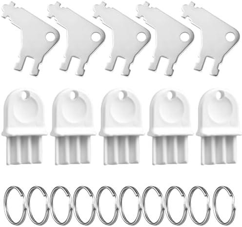 NQEUEPN 10pcs Paper Towel Dispenser Key, Plastic & Metal Toilet Paper Dispenser Key Replacement with 10pcs Key Rings Compatible with Waffle Georgia Pacific for Maintenance Professionals, Set of 4